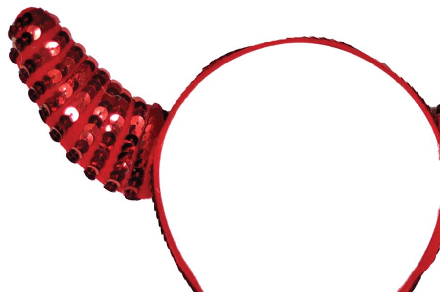 Red Sequin Devil Horns Headband Adult Costume Accessory