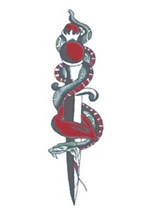 Vintage Snake With Dagger Tattoo Makeup Accessory