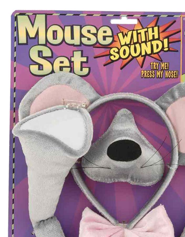 Mouse Ear Nose Bow Tie Tail With Sound Accessory Set