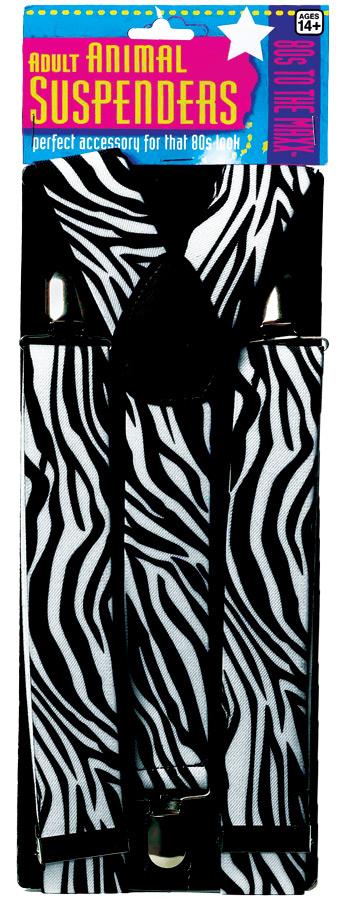 Zebra 80's Suspenders Adult Costume Accessory
