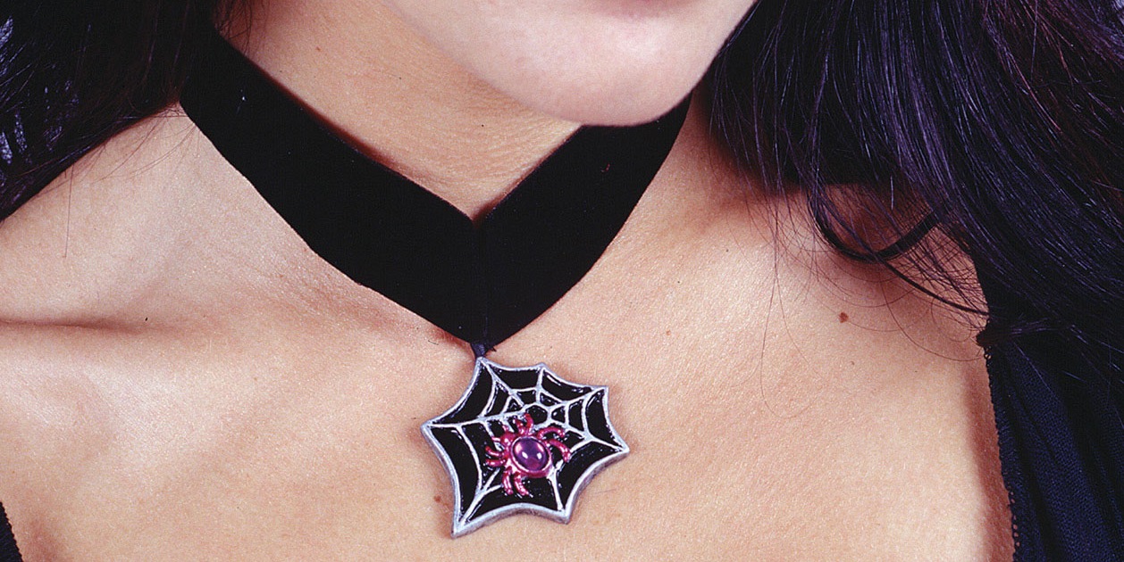 Velvet Spider Web Medallion Choker Adult Costume Accessory
