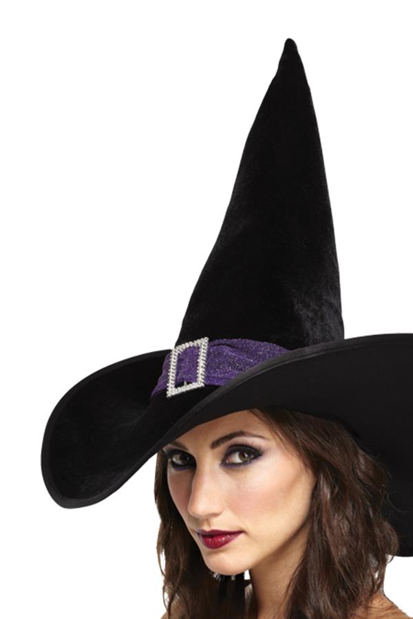 Elegant Black Purple Witch Adult Hat
