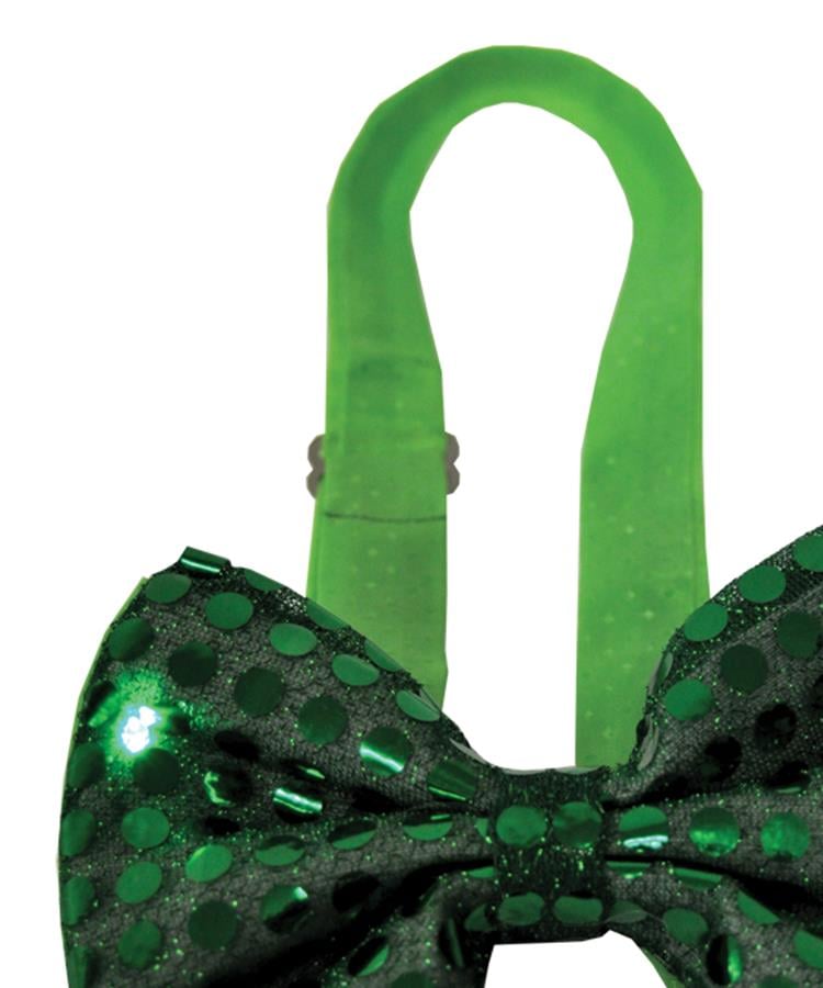 Green Light Up Sequin Bow Tie Adult Costume Accessory