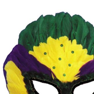 Mardi Gras Sequin Feather Adult Mask
