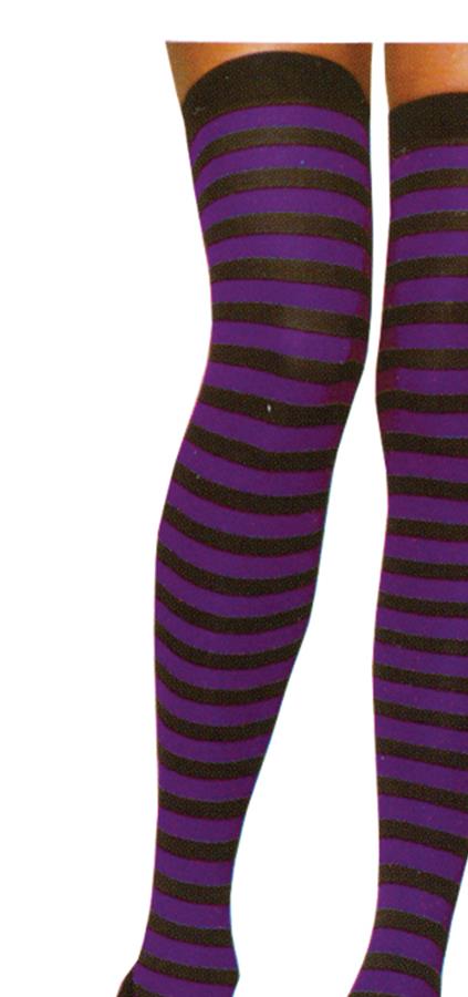 Striped Black Purple Thigh Highs Adult Costume Accessory