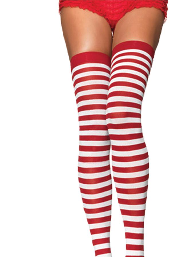 Striped White Red Thigh Highs Adult Costume Accessory