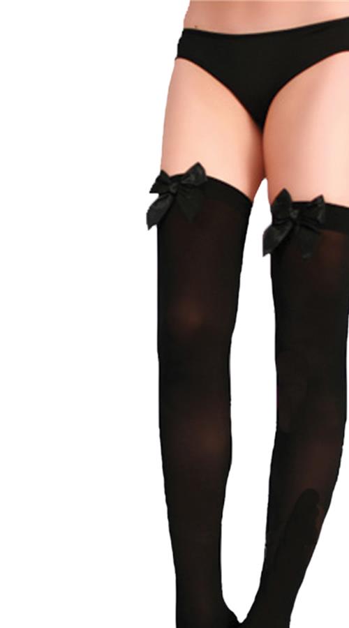 Sexy Fancy Black Bow Thigh Highs Adult Costume Accessory