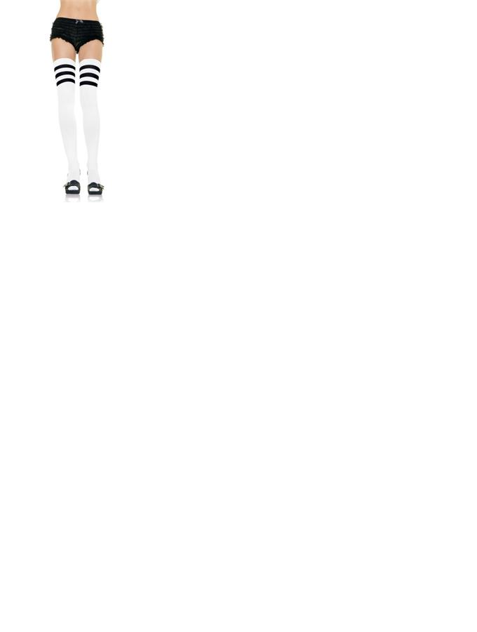Knit Stripes White Black Thigh Highs Adult Costume Accessory