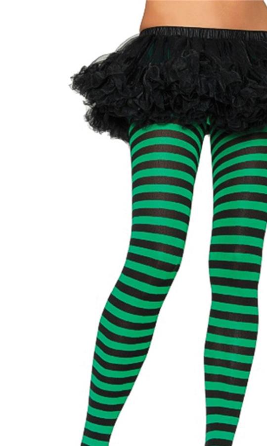 Striped Black Green Tights Adult Costume Accessory