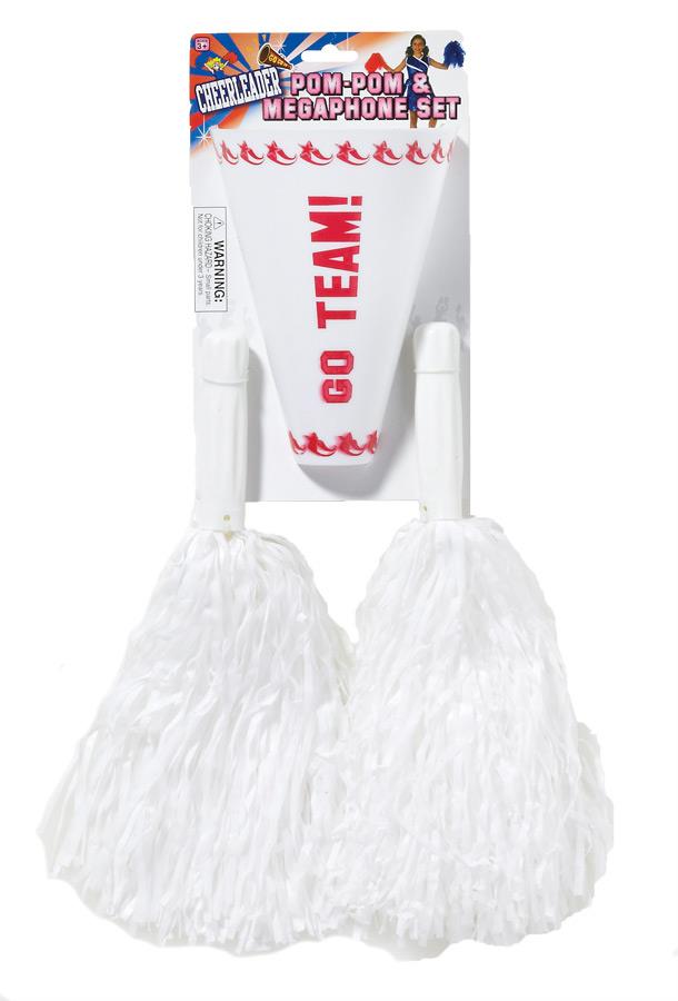 Pom Pom Set White Adult Costume Accessory