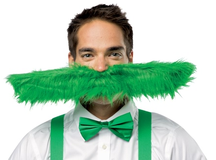 Green Super Stache 20in Adult Costume Accessory