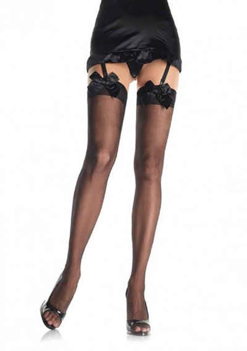 Satin Bow Black Thigh Highs Adult Costume Accessory