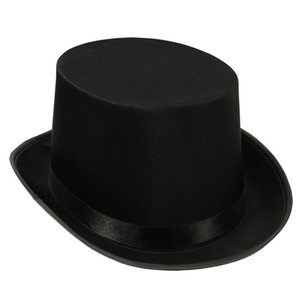 Trans Silk Black Adult Top Hat Medium