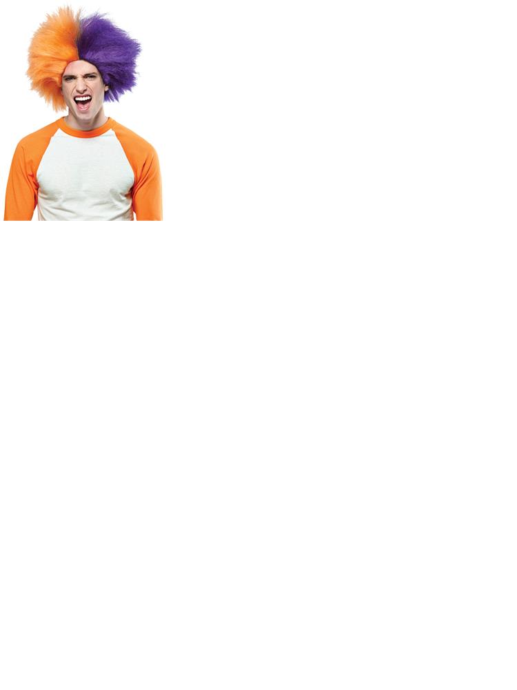 Sports Fun Orange Purple Adult Wig