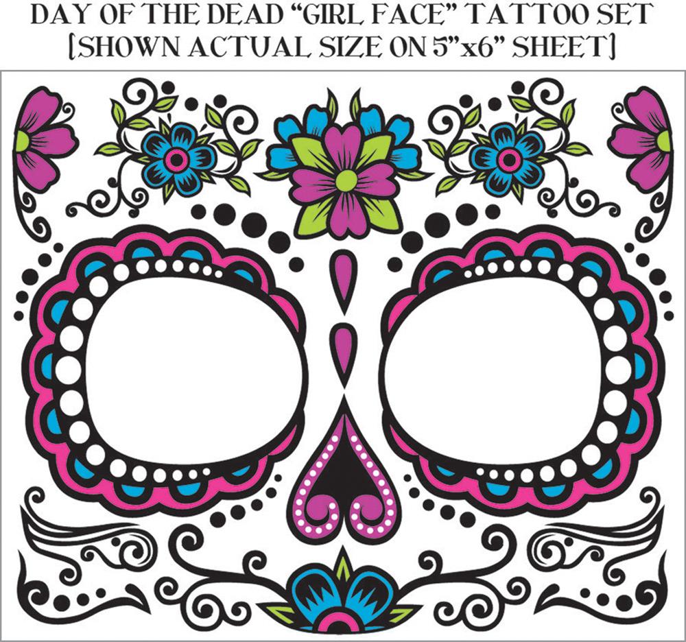 Day of the Dead Female Face Tattoo Makeup Accessory