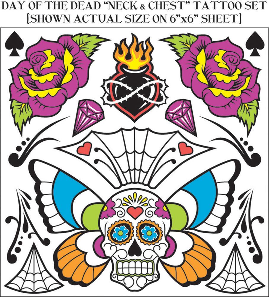 Day of the Dead Body Tattoos Makeup Accessory