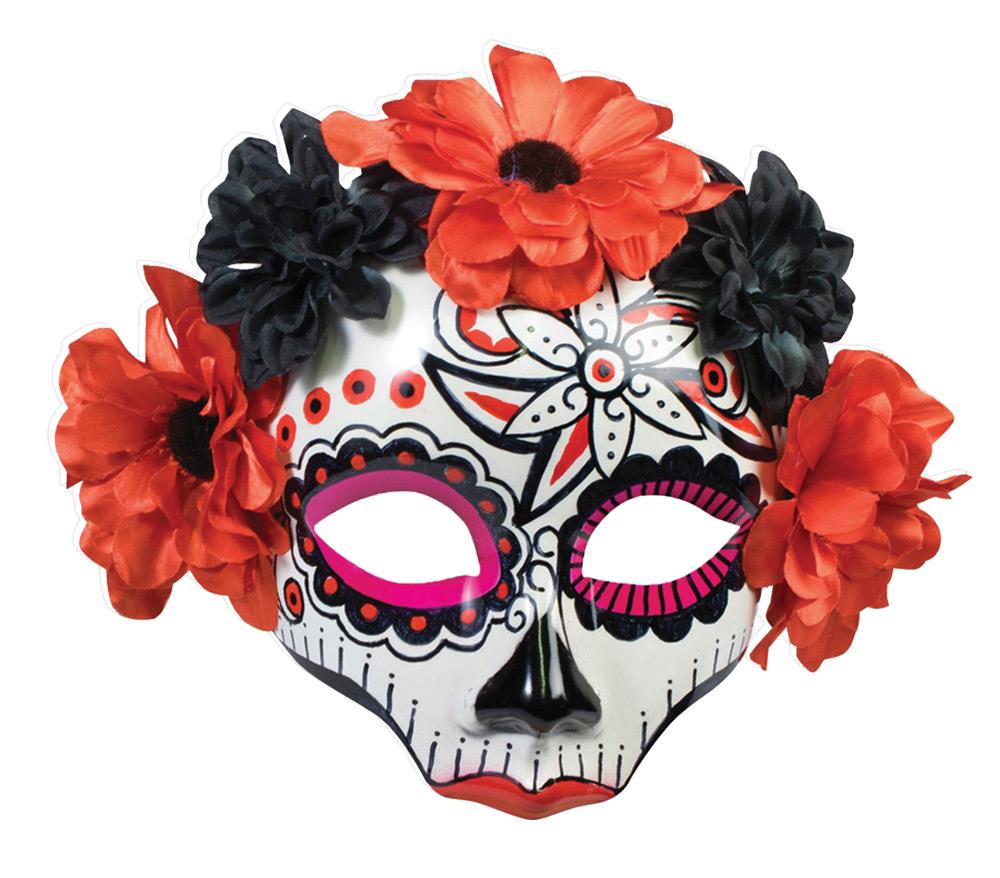 Day of the Dead Female Skull Red Adult Mask