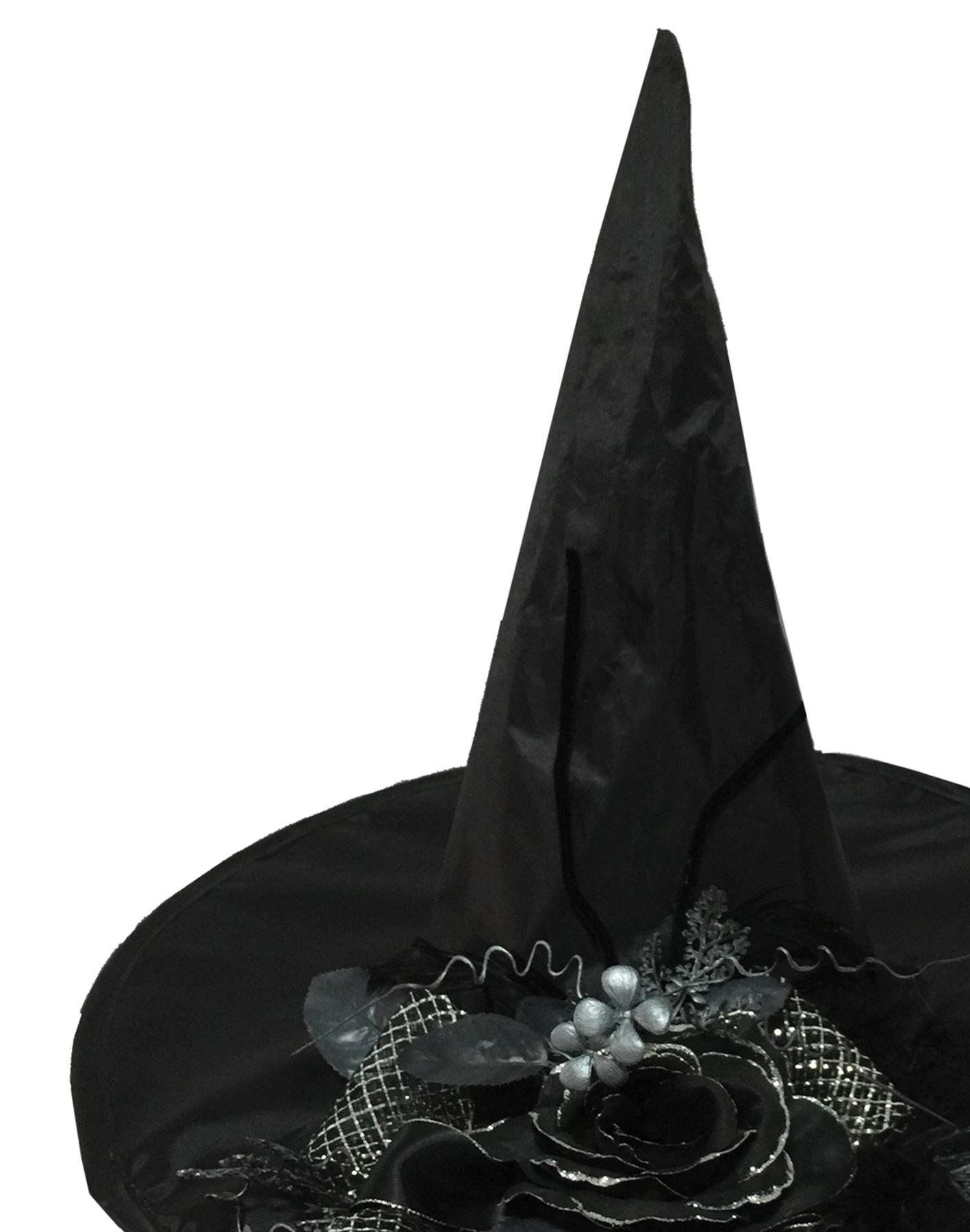 Witch Black Flower Adult Hat