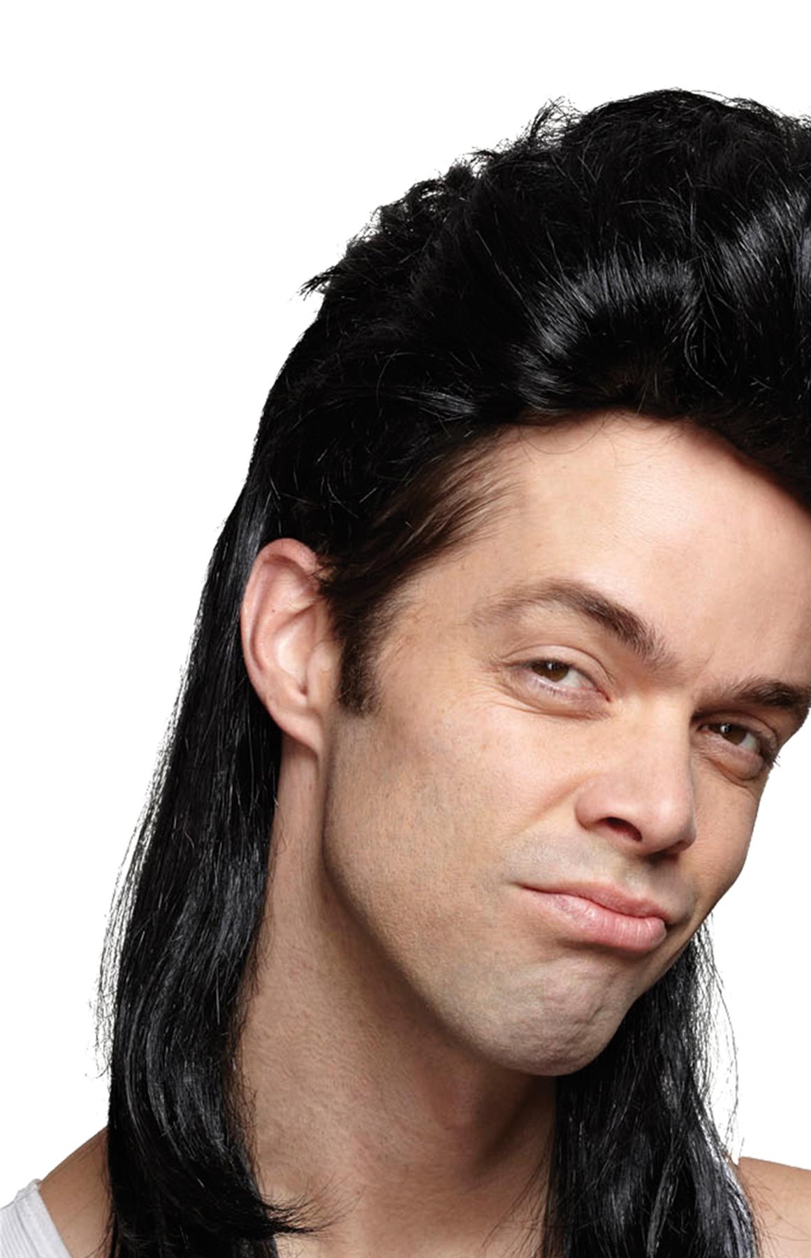 Nightclub Mullet Black Adult Wig