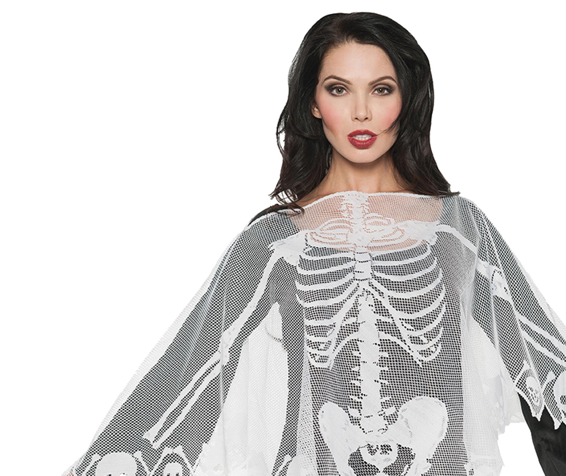 Lace Skeleton Poncho Adult Costume Accessory
