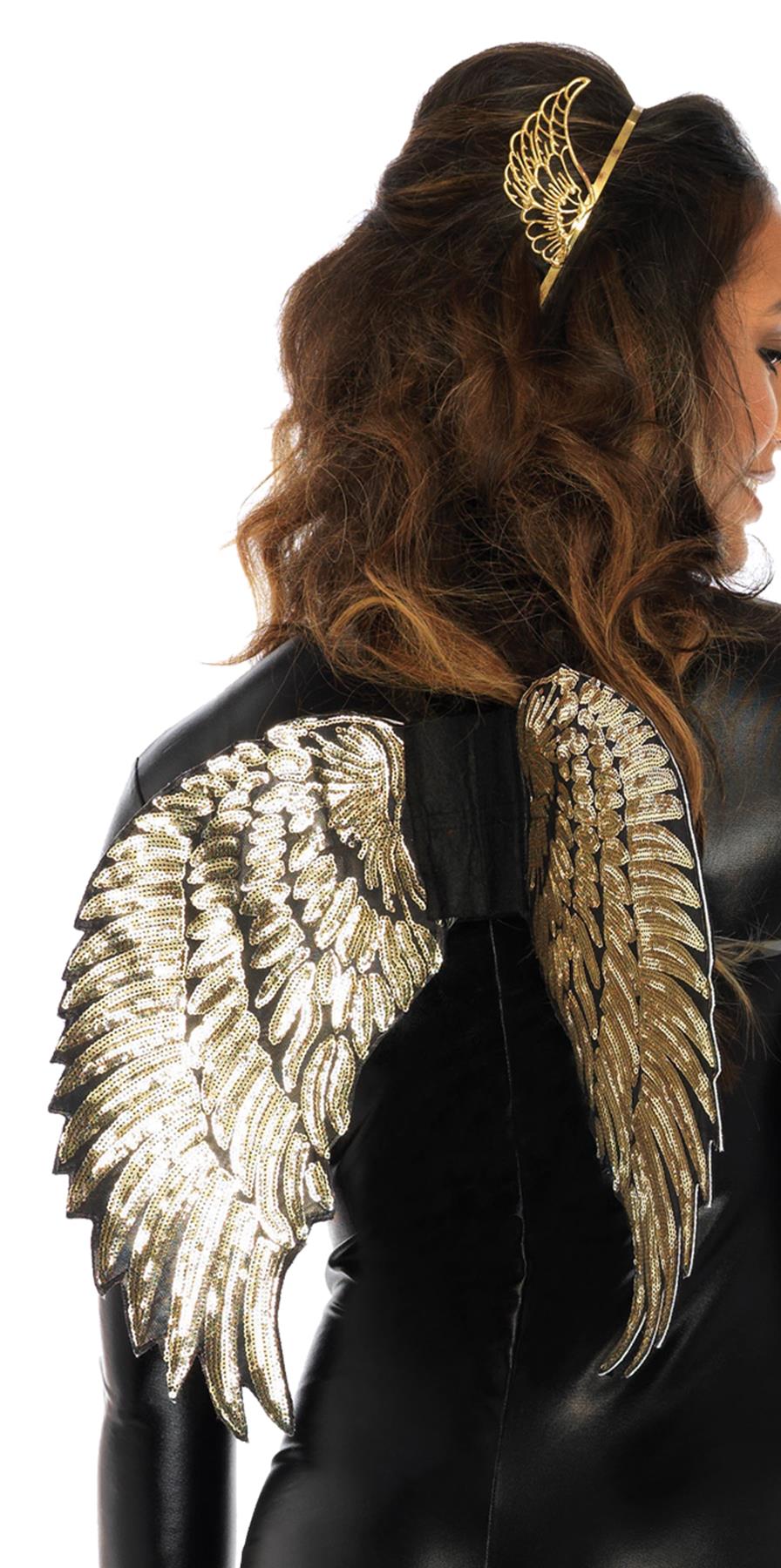 Sequin Goddess Gold Wings Adult Costume Accessory
