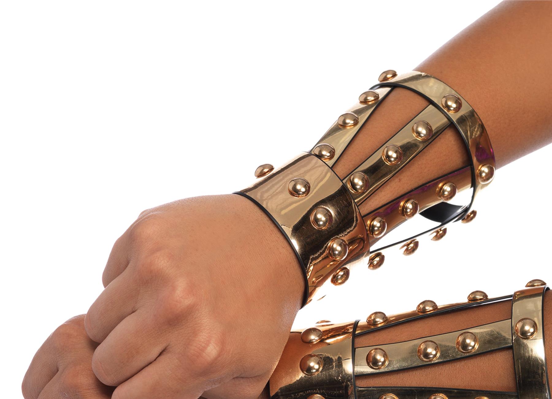 Warrior Arm Cuffs Chrome Vinyl Adult Costume Accessory