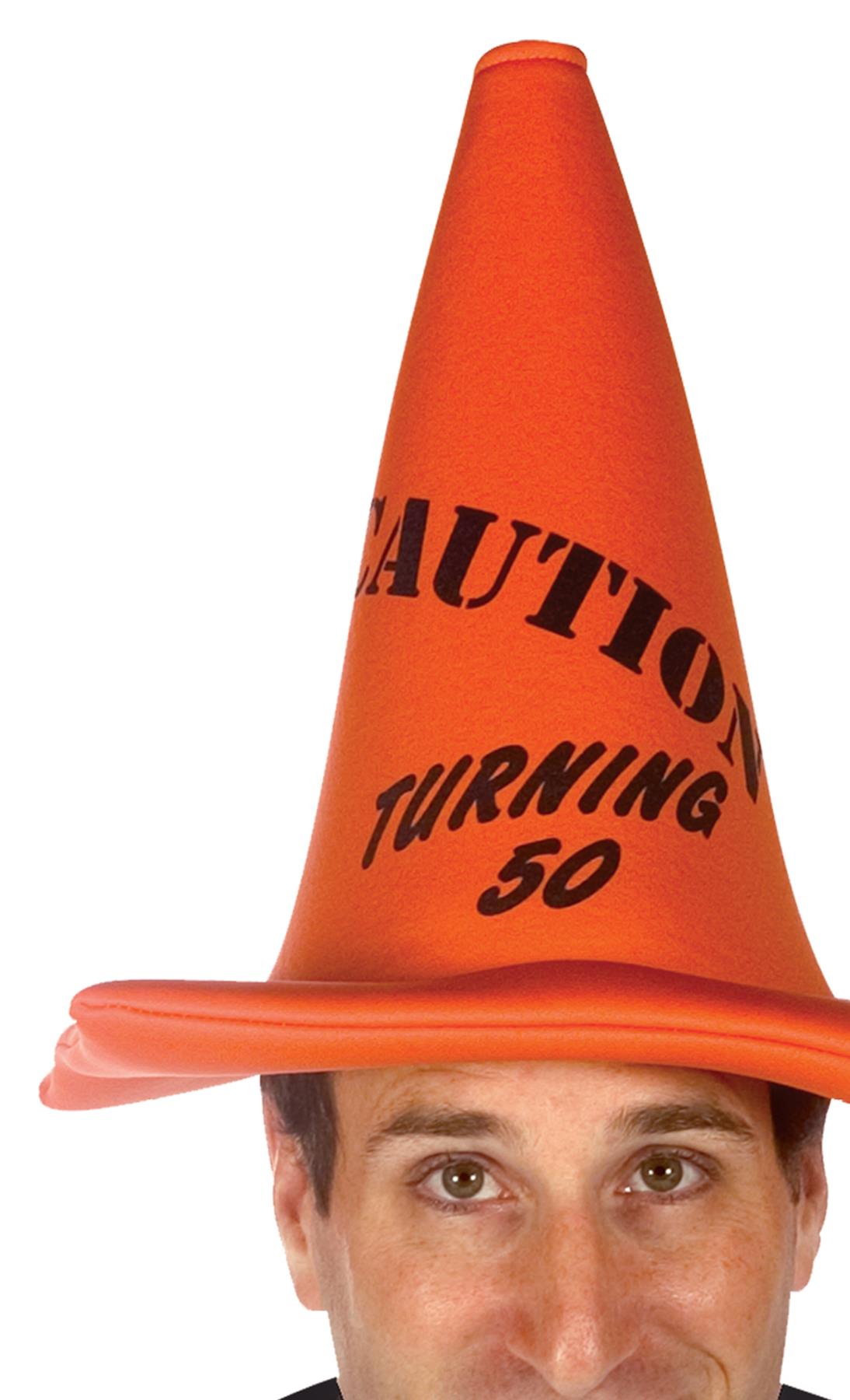 Caution Turning 50 Traffic Safety Cone Adult Hat