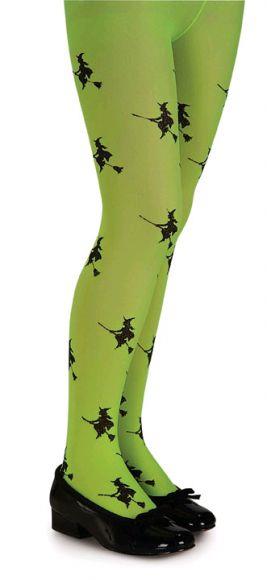 Green Glitter Witch Tights Child Costume Accessory Small