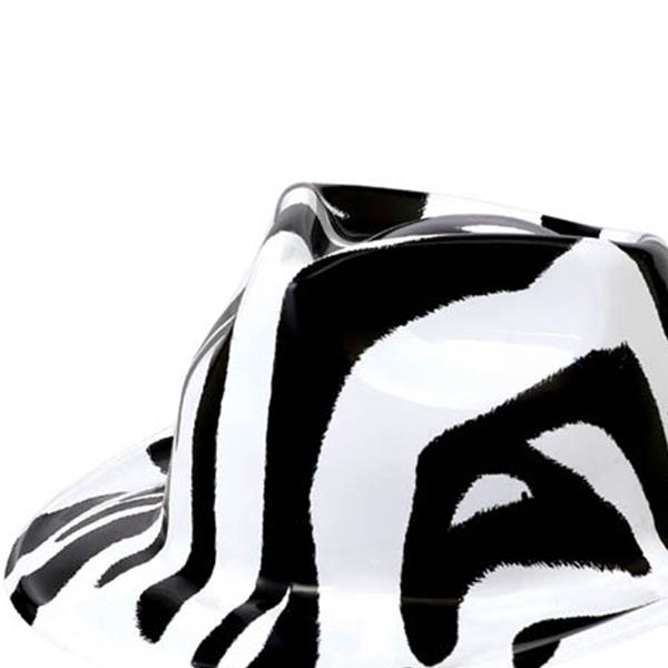 Totally 80's Black White Zebra Plastic Fedora Adult Hat