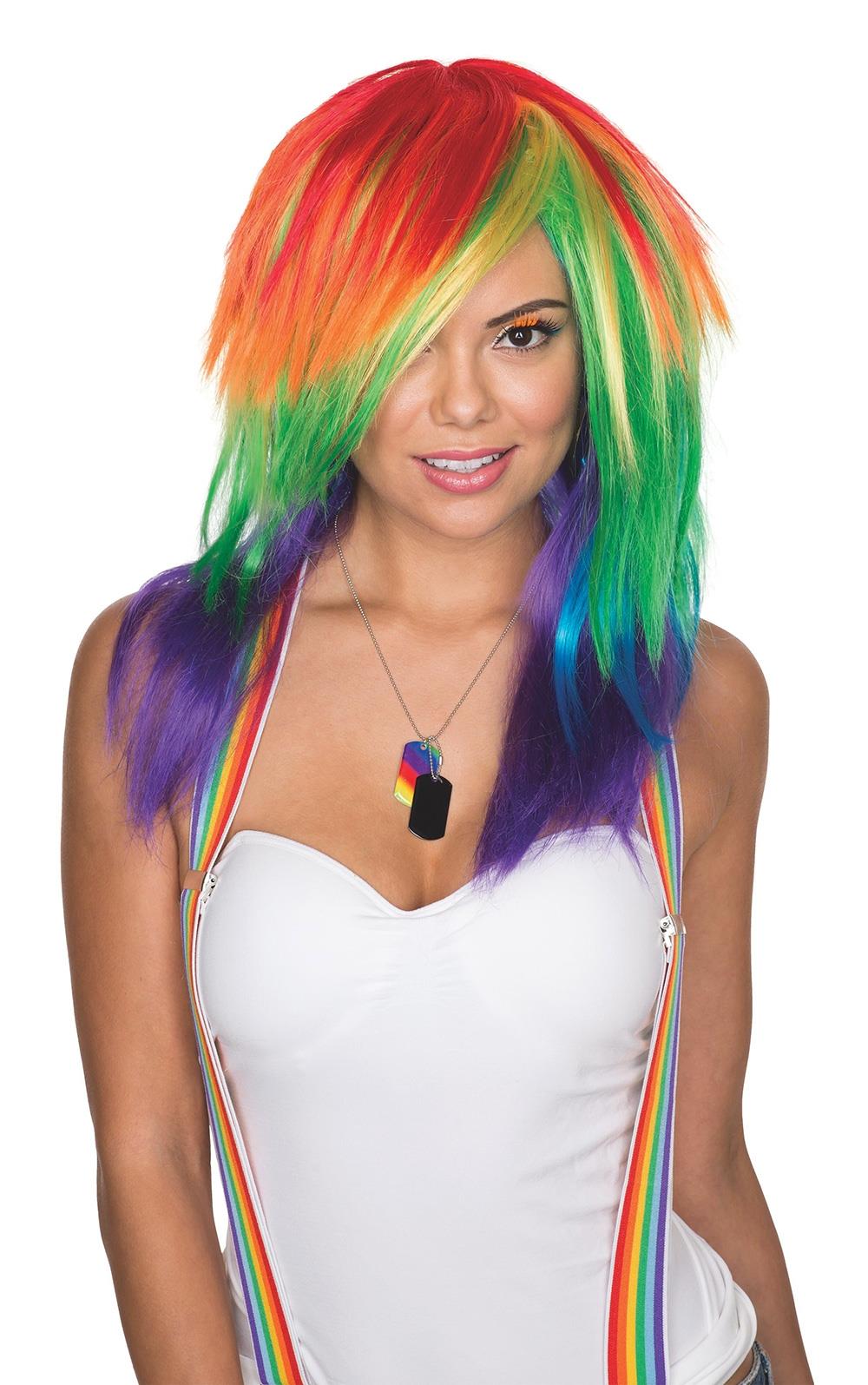 Pride Celebration Rainbow Adult Wig