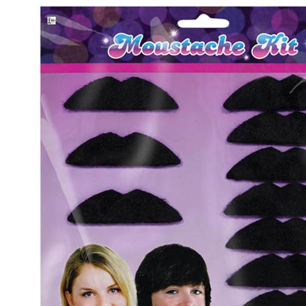 Disco Fever Black Felt Moustaches Pack of 10