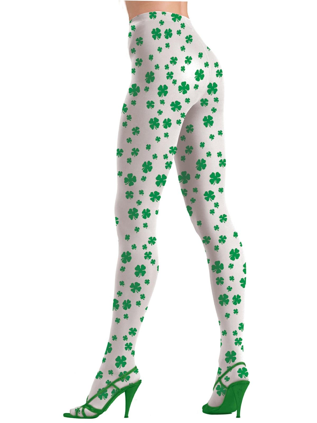 St. Patrick's Day White Shamrock Tights Adult Costume Accessory