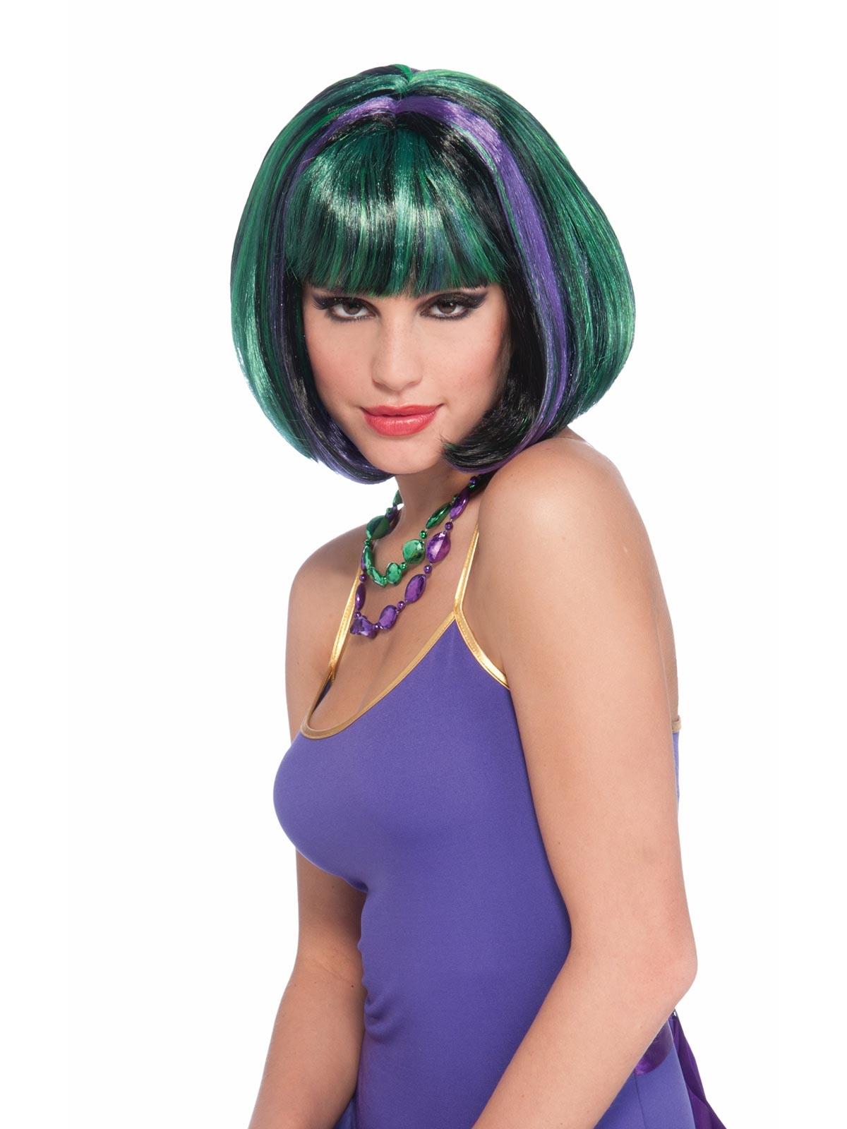 Green and Purple Bob Adult Wig