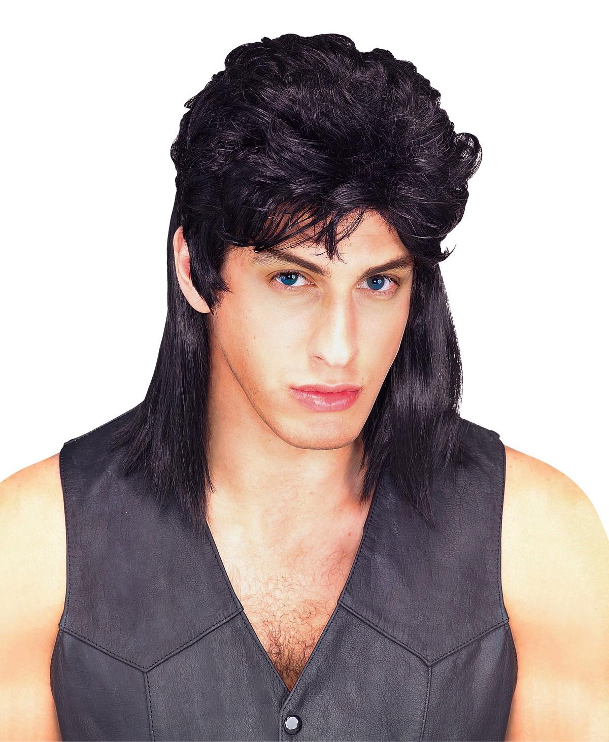 Black Mullet Adult Wig