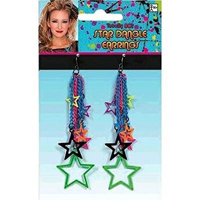 Awesome 80's Dangly Star Earrings Adult Costume Accessory