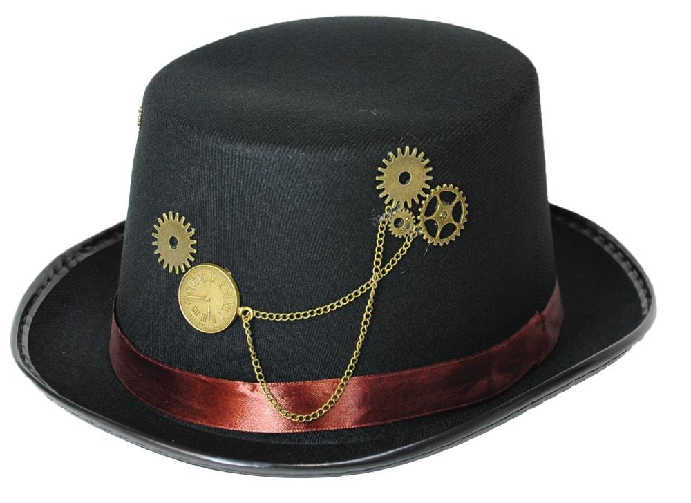 Black Steampunk Brown Band Adult Hat