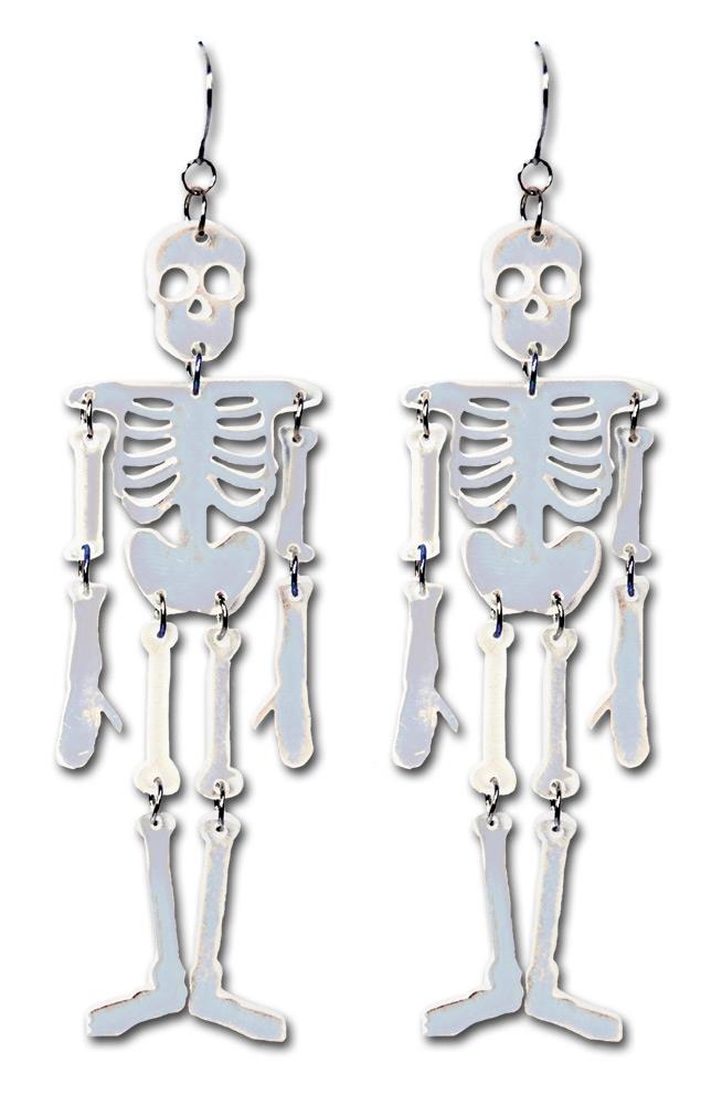 Reflective Skeleton Earrings Adult Costume Accessory