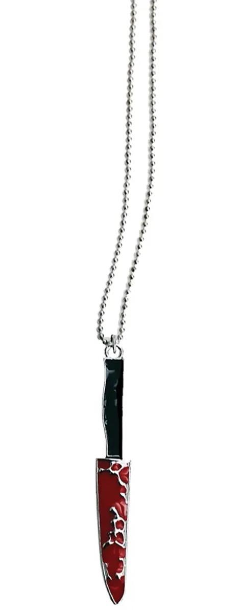 Metal Bloody Knife Necklace Adult Costume Accessory