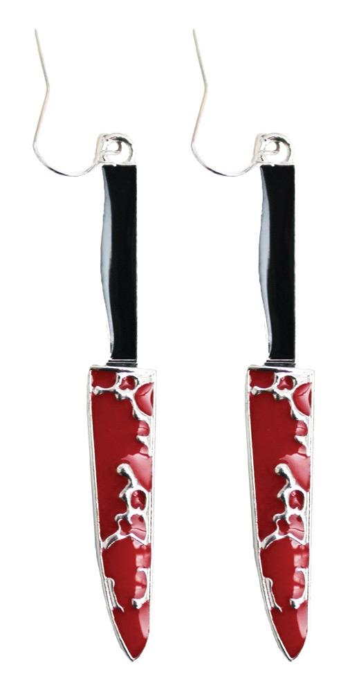 Metal Bloody Knife Earrings Adult Costume Accessory