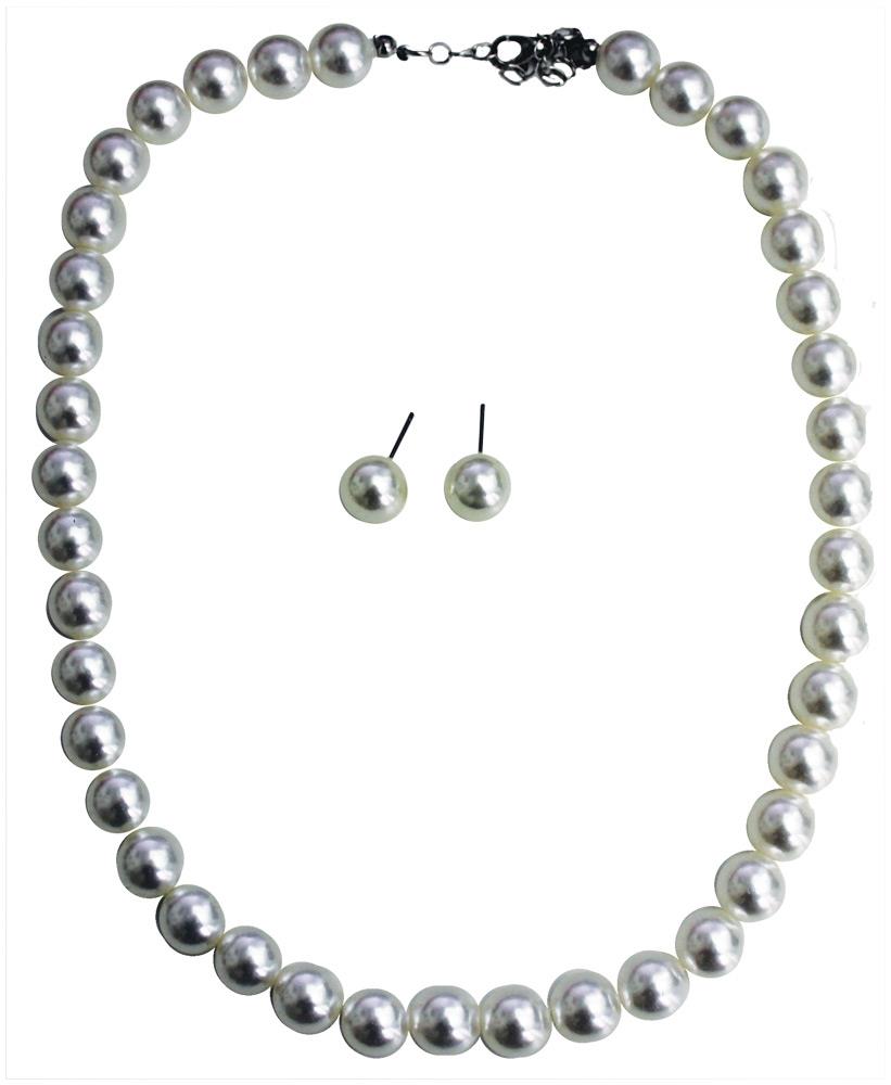 50's Pearl Earring and Necklace Set Adult Costume Accessory