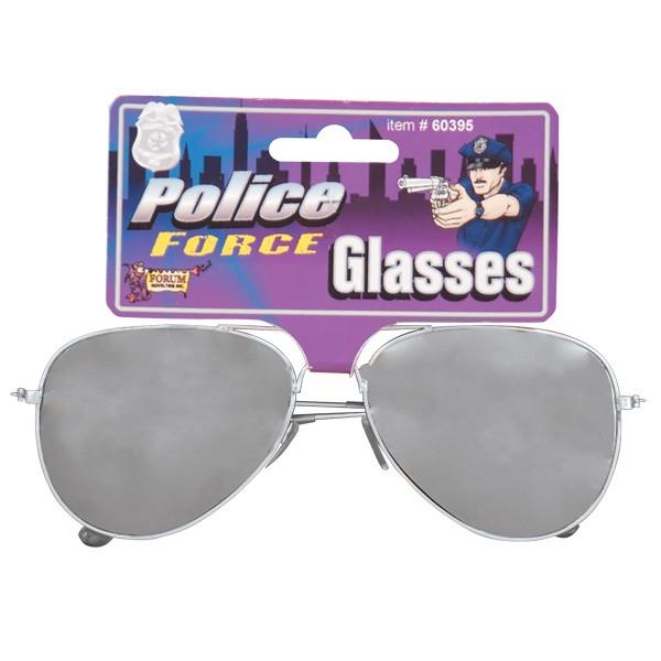 Silver Mirrored Glasses Adult Costume Accessory