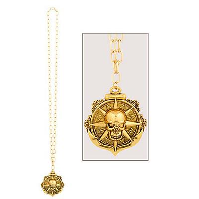 Gold Metallic Pirate Medallion Necklace Adult Costume Accessory