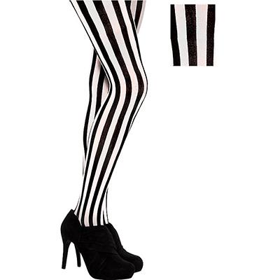 Pirate Black White Vertical Striped Tights Adult Costume Accessory