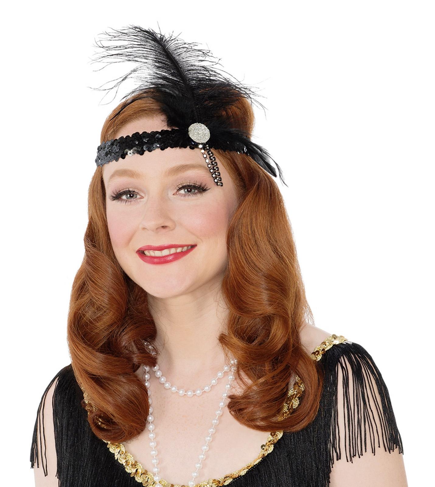 Black Flapper Headband Adult Costume Accessory