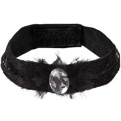 Fancy Black Cat Feather Choker Adult Costume Accessory