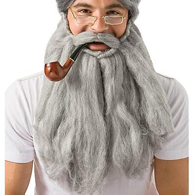Long Plush Grey Beard Mustache Adult Costume Accessory