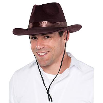 Brown Flocked Cowboy Adult Hat