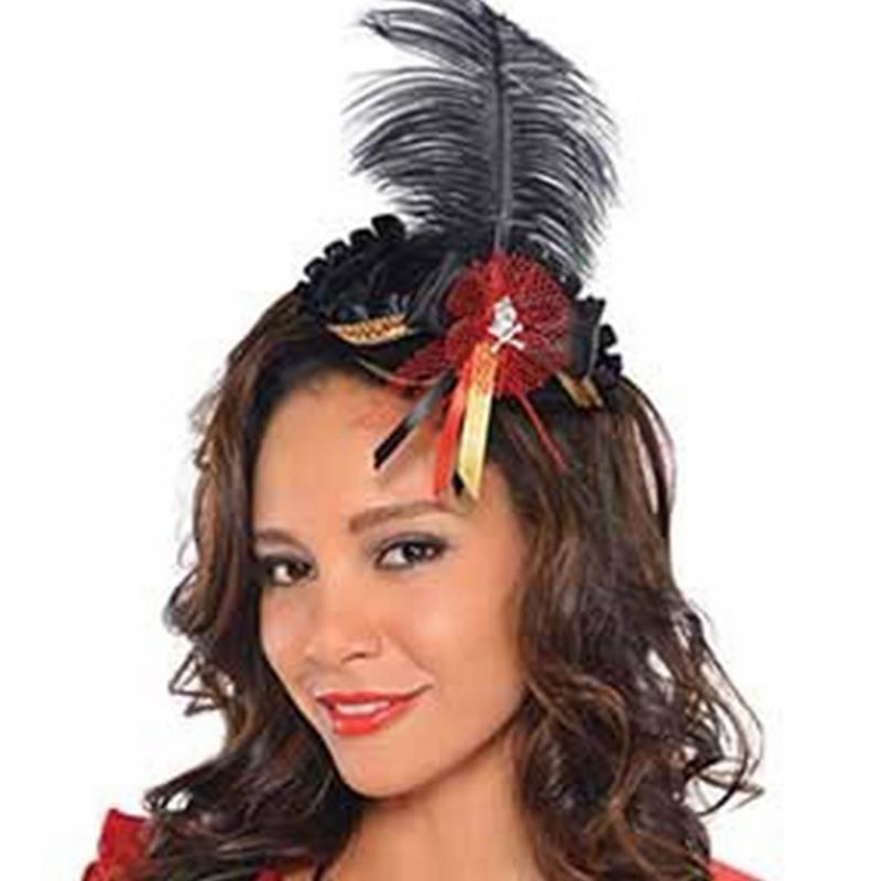Mini Tricorn Feather Hat Hair Clip Adult Costume Accessory