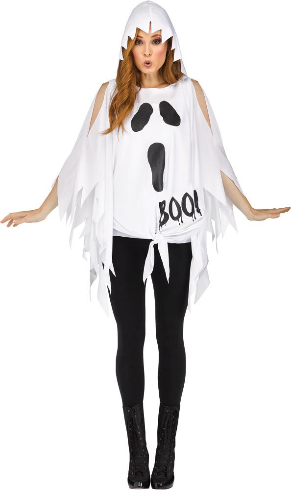 Ghost Print Poncho Adult Costume Accessory