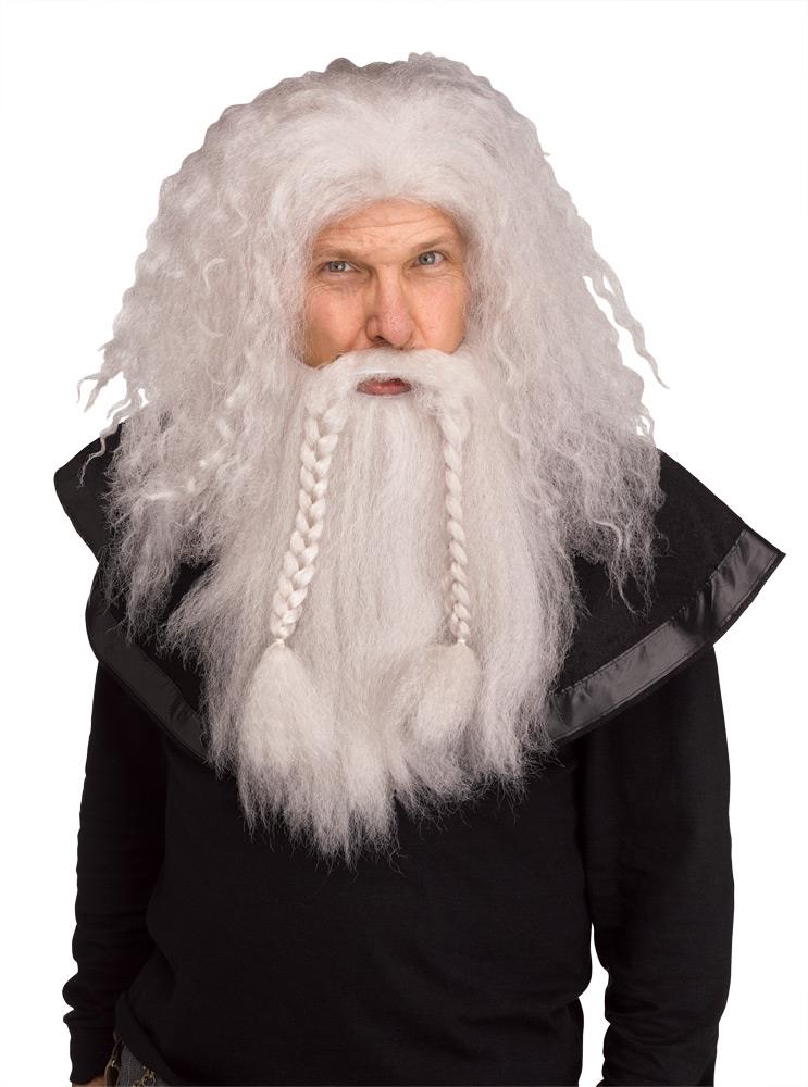 Grey Viking Wig and Beard Adult Accessory Set
